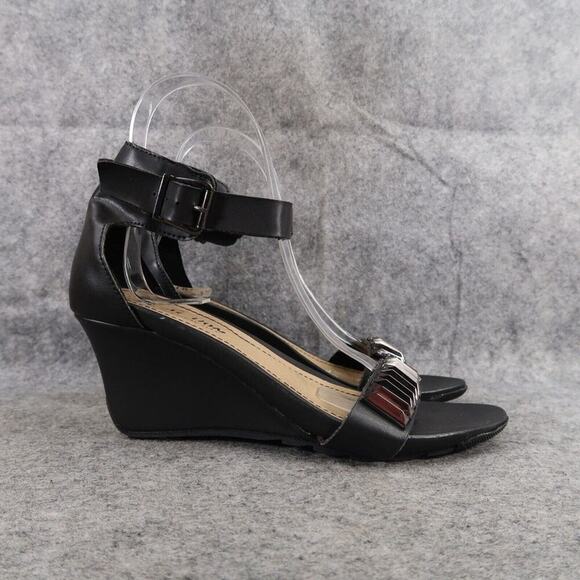 Kenneth Cole Shoes Womens 6 Sandal Wedge Pump Ankle Strap Fashion Reaction Black - Picture 2 of 14